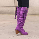 2025 Autumn And Winter New National Wind Lady Large Tid Su Long Boots Side Zipper Coarse And Ladies Boots HZ0115