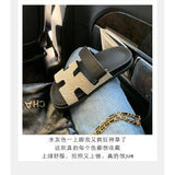 2025 Summer New Thick Bottom Cool Slippers Large-Size Magic Sticker Outside Wearing Casual Women's Shoes HZ0115