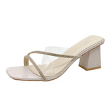 Summer New Women's Coarse And Slippers Korean Version Of Simple Fashion Transparent Cool Slippers Outside The Square Half Slippers HZ0115