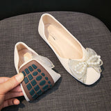 2025 New Evening Wind Wind Bow Bean Bean Shoes Women's Fashion Single Shoes Flat Sole Soft Sole Grandmother Shoes Pedal HZ0115