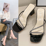 Summer New Women's Coarse And Slippers Korean Version Of Simple Fashion Transparent Cool Slippers Outside The Square Half Slippers HZ0115