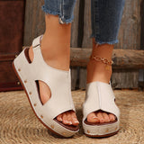 2025 New Women's Summer Thick-Soled Fish Mouth Sandals Large-Size Magic Sticker Fish Mouth Sandals HZ0115