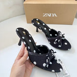 ZA2025 New Summer Feet Look Retro Wave Point With High Heel Sandals Sexy Sandals HZ0115