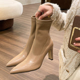 Anaokbos/ Shoreside Gentle High-Sense High-Skinned High-Legged Boots Girl Soft Skin Skin Skin Short Boots Women Spring And Autumn Boots HZ0115
