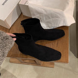 Coarse-Heeled Velvet Korean Small Ankle Boots Women's Shoes 2025 New Autumn And Winter With Velvet Thin Skin Boots HZ0115