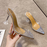 Large-Size Transparent High-Heeled Sandals Women Wear High Heels In The Summer With A Water Drill Fish Mouth Shoes Fine High Heel Crystal Shoes HZ0115