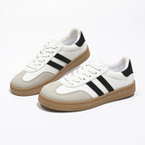 Spring And Autumn 2025 New Korean Version Of The Round Head Tie With Color Fashion Flat Bottom Students Casual Board Shoes HZ0115