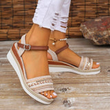 Grass-Drilled Flash Slope And Thick-Soled Sandals 2025 Summer New Simple And Comfortable Fashion Buckle High Heels HZ0115