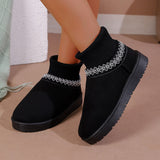 Autumn And Winter New Pine Cake Thick Bottom Knitted Mouth To Keep Warm Snow Boots Women's Korean Version Round Tsetse Women Cotton Boots HZ0115