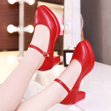 Painted Leather Tip Tip 15CM Catwalk Ultra-High Heel Women's Thick-Sed Waterproof Table Single Shoe With Shallow Model Performance Shoes HZ0115