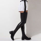 Autumn/Winter 2025 New Autumn/Winter Adhesives Women's Black Round Head High Over Knee Boots HZ0115