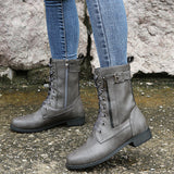 Autumn And Winter New Lady Martin Boots Front With Solid Color Low-Hee Color Boots Large Size HZ0115