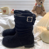 Vintage Boots Cowboy Boots Women's Shoes 2025 New Autumn And Winter Single Boots Pile Boots Boots Small Short Boots Martin Boots HZ0115