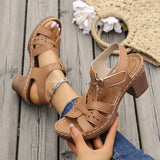 Sandals Women 2025 Summer New Solid Color Fish Mouth Thick Heel With High-Heeled Sandals HZ0115