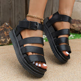 Large-Size 2025 New Solid-Color Thick-Bottomed Belt Buckle Round Head Wearing Beach Sandals HZ0115