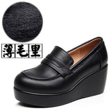 Cows And English Wind Small Leather Shoes Waterproof Table Women's Shoes Pine Sole Single Shoes Autumn Plus Velvet Tung Leoptium Pedalle Limousle HZ0115
